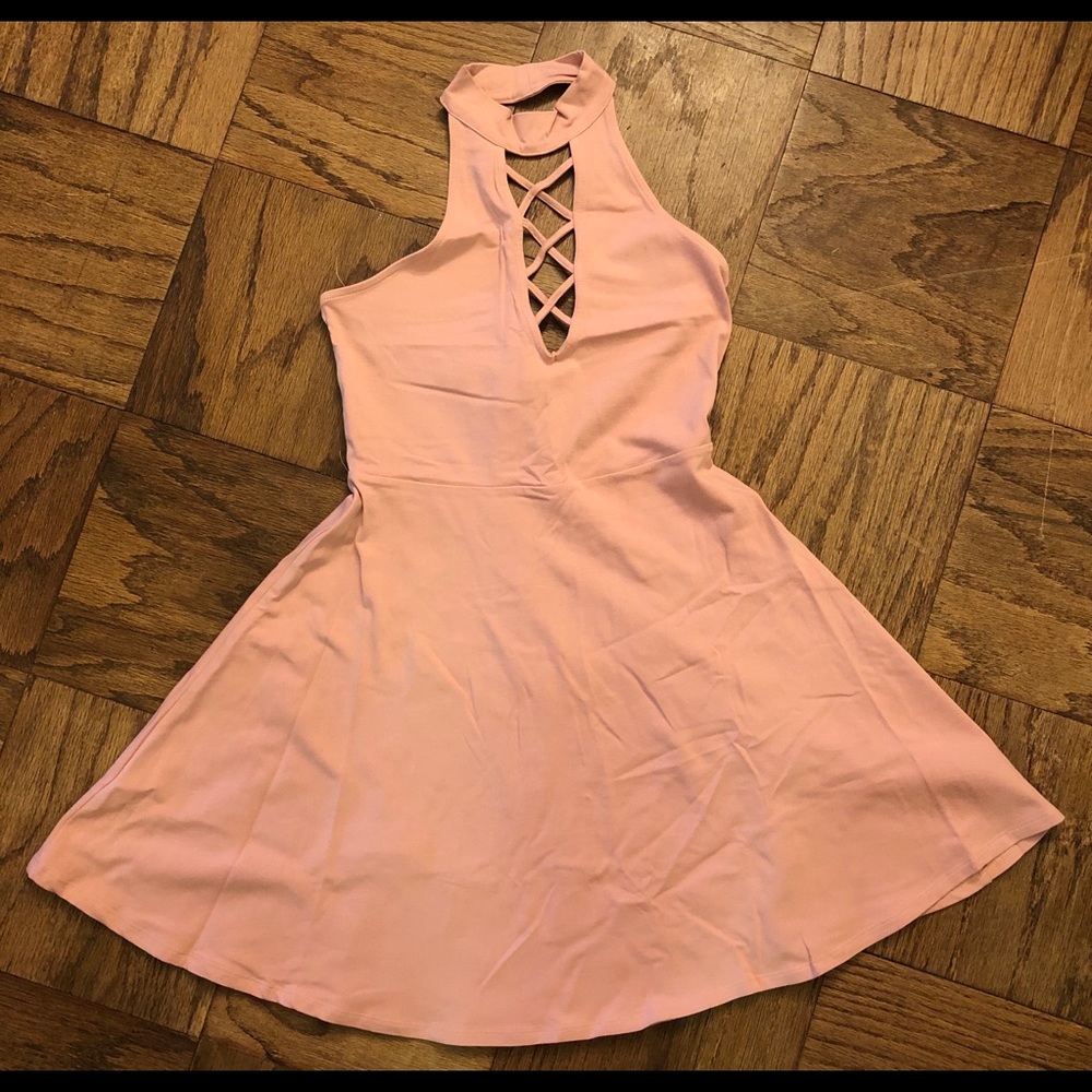 New express pink halter style dress